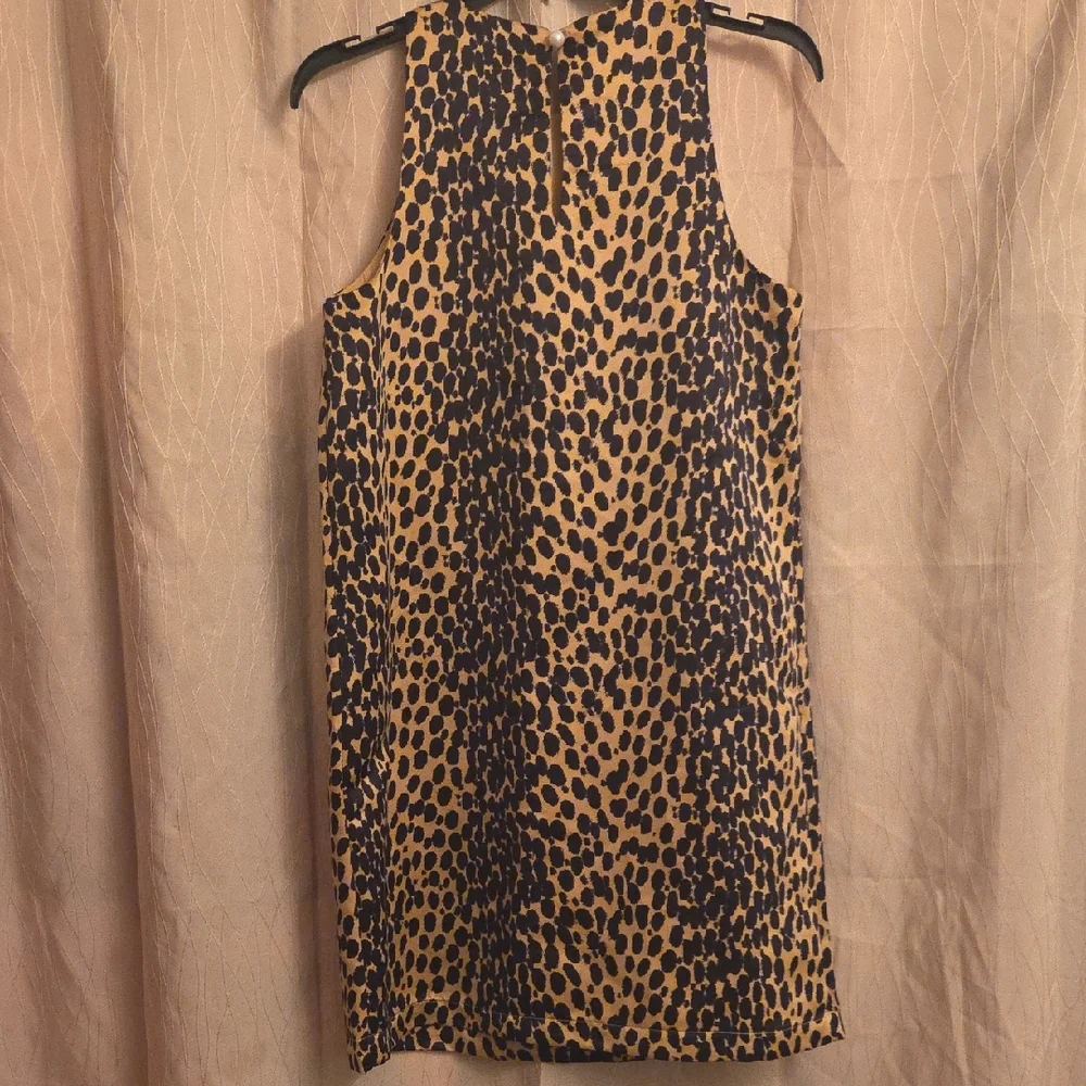 Tan‎ and Cream Leopard Print Halter Mini Sheath Dress